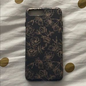 iphone 7 plus case: black with rose gold roses
